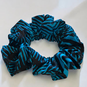 African Print XL Scrunchie - Blauw